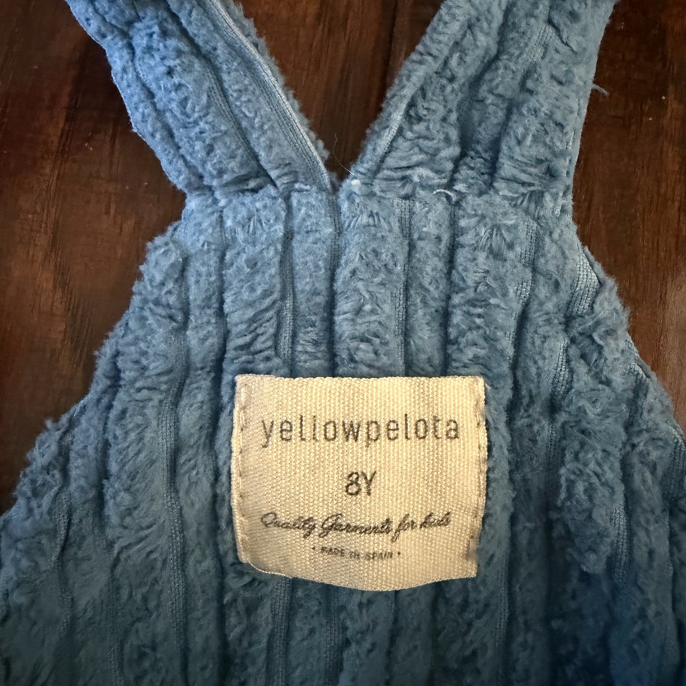 Light Blue Ribbed velvet Kids One-Piece Overalls - Picture 5 of 5